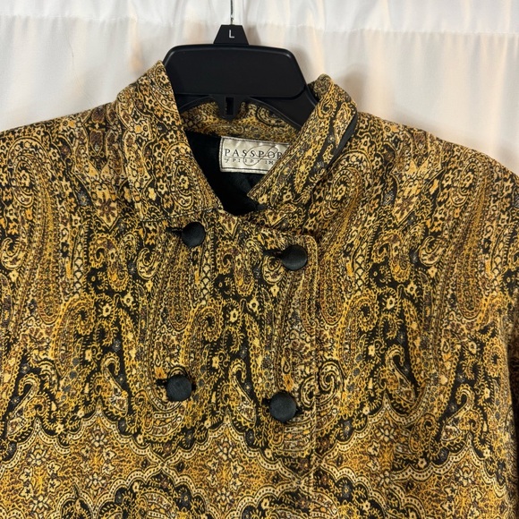 90s Paisley Tapestry Cropped, Blazer, Cotton Dark Academia Cottagecore Jacket M - Picture 3 of 12